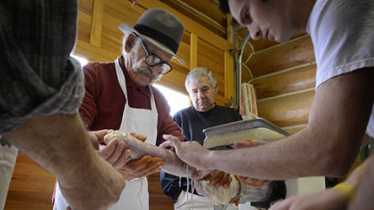 Calabrian-born Salvatore Merante, 80, has been making sopressata and other sausages for 50 years, just like his mother taught him back in Italy.