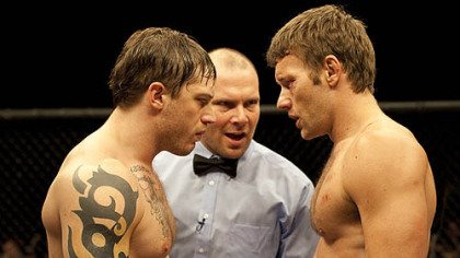 Tom Hardy, left with Joel Edgerton, had a starring role in "Warrior," which was also filmed in Pittsburgh in 2009.
