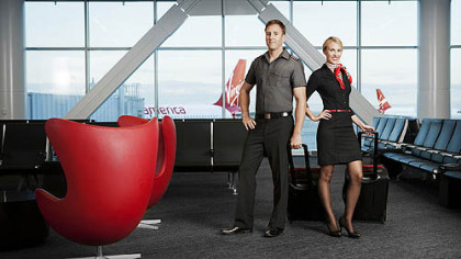 Banana Republic designed the "utility chic" uniform line for Virgin America pilots and in-flight and airport staffers.