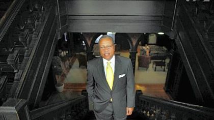 Community College of Allegheny County president Alex Johnson stands inside Byers Hall on the North Side campus.