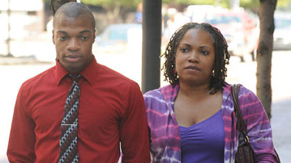 Jordan Miles and his mother, Terez Miles, arrive at the Federal courthouse Wednesday morning.