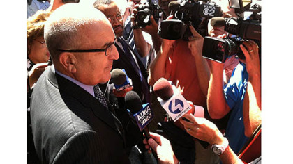 J. Kerrington Lewis, attorney representing Jordan Miles, speaks to the media after the announcement of a partial verdict in the civil trial filed by Jordan Miles against three Pittsburgh Police officers accused of violating his civil rights.