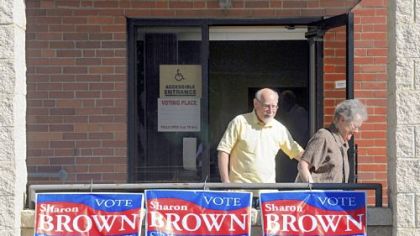 Voters leave the Berkeley Hills Volunteer Fire Department in Ross after casting their ballots Tuesday in the special election to fill the seat of former state Sen. Jane Orie, who resigned after being convicted of public corruption.