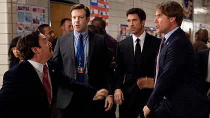 Zach Galifianakis, Jason Sudeikis, Dylan McDermott and Will Ferrell in "The Campaign."