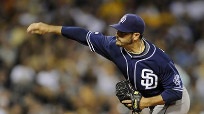 The Padres' Jason Marquis pitches against the Pirates.