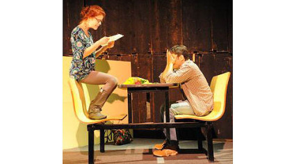 Karen Baum and Don DiGiulio in No Name Players' production of Neil Labute's "reasons to be pretty."